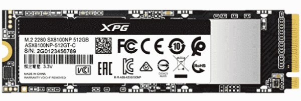 SSD Adata XPG ASX8100 512GB M 2 NVMe Leitura 3500MB s Gravacao 3000MB s ASX8100NP 512GT C 3